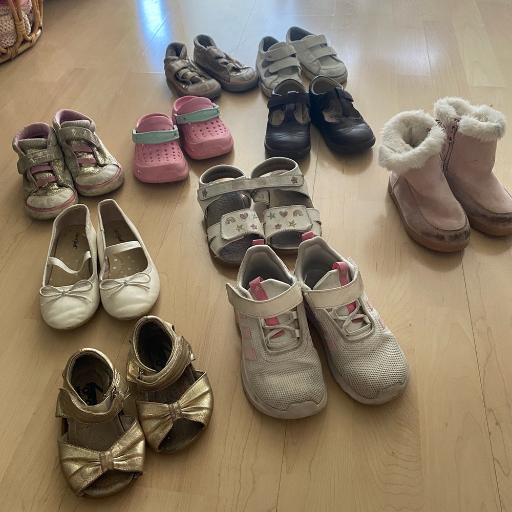 Lot of toddler girl shoes